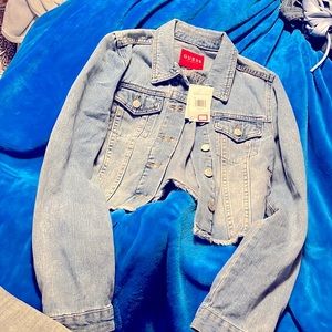 Guess SABLE RAW EDGE CROPPED JACKET